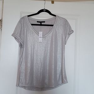 WHBM Silver Vneck Tee